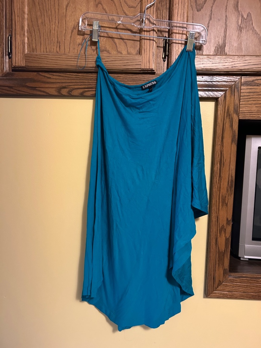 Express Teal Asymmetric One-Shoulder dress
